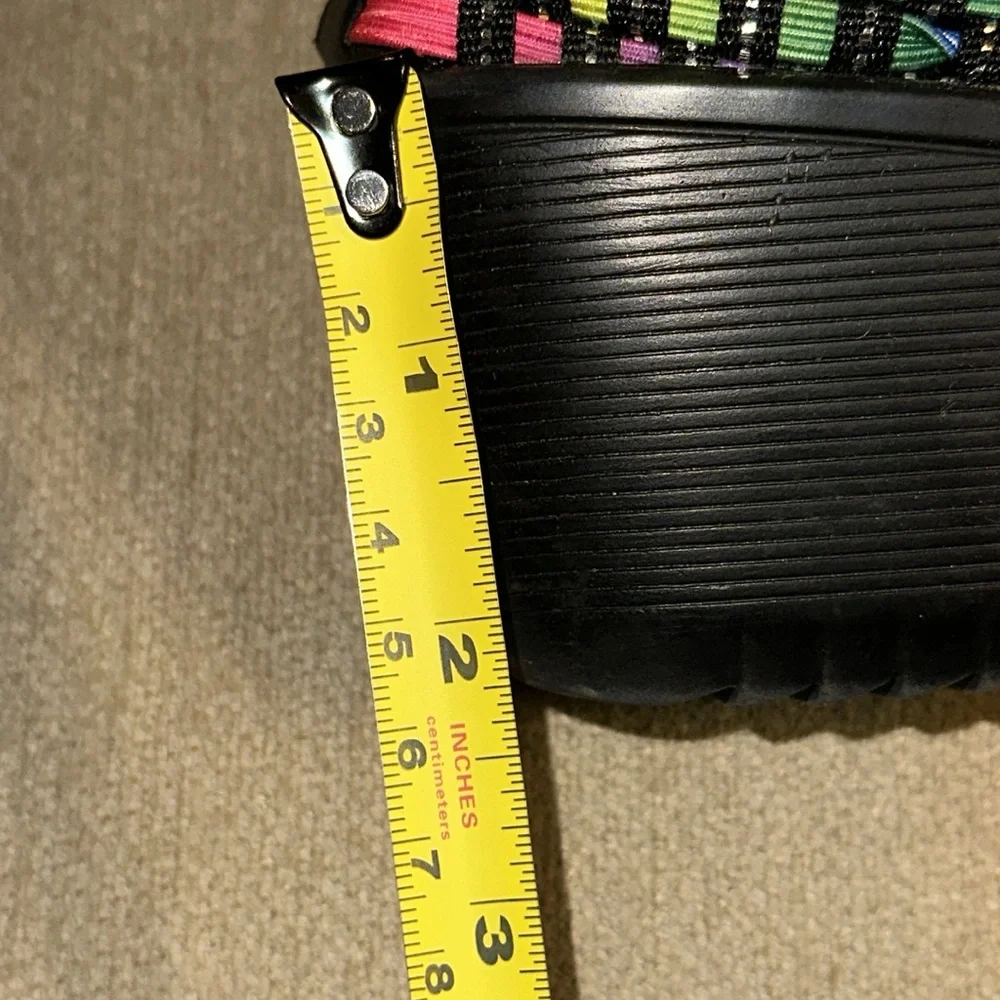 BARE TRAPS Women’s Memory Foam Umma Wedge Heel Rainbow Woven Sandal Size 8.5